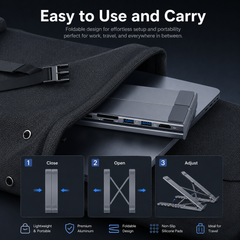 Foldable Ergonomic Riser Laptop Stand with USB Port
