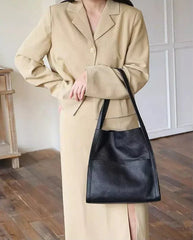 Cora Solid Color Simple Faux Leather Shoulder Bag