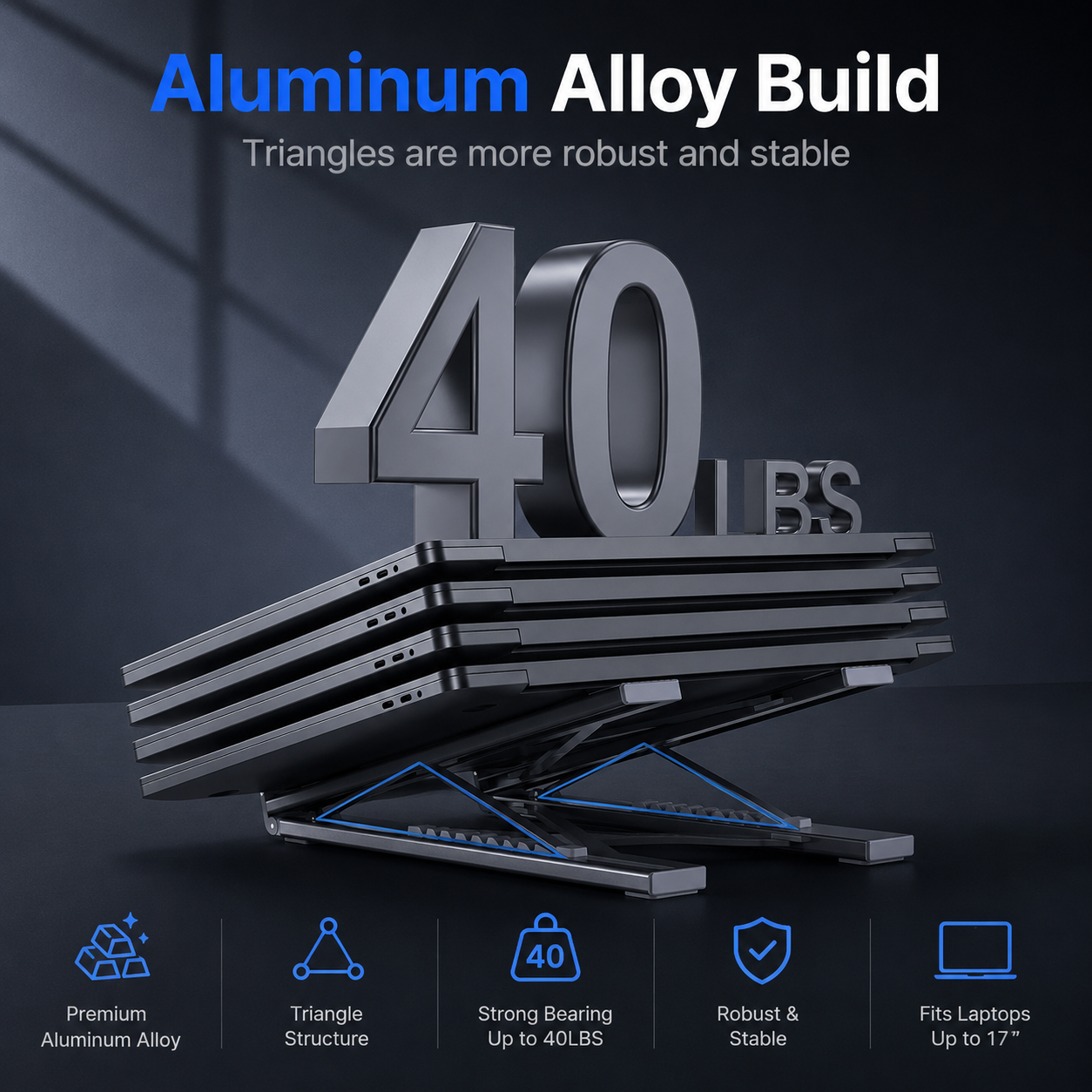 Foldable Ergonomic Riser Laptop Stand with USB Port